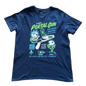 Funko Pop Tees Rick and Morty Portal Gun Navy Blue Graphic T-Shirt Mens‎ Large